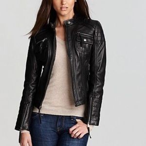 Michael Kors Genuine Leather Zip Moto Jacket